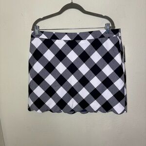 NWT Crown & Ivy Navy and White Checkered Women's Skirt Size 14